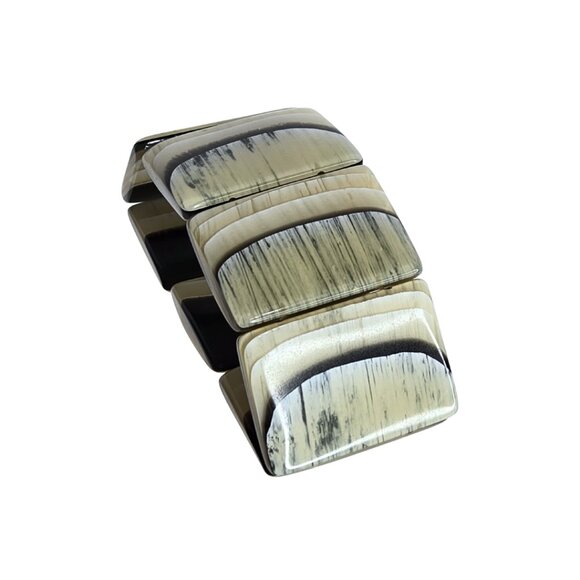 Horn Bracelet Stretch Wide Beaded Statement Elastic Bracelet - Picture 4 of 8